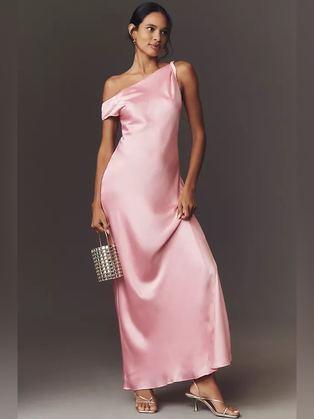 BHLDN SIENNA OFF-THE-SHOULDER HIGH-SHINE SATIN MAXI DRESS
